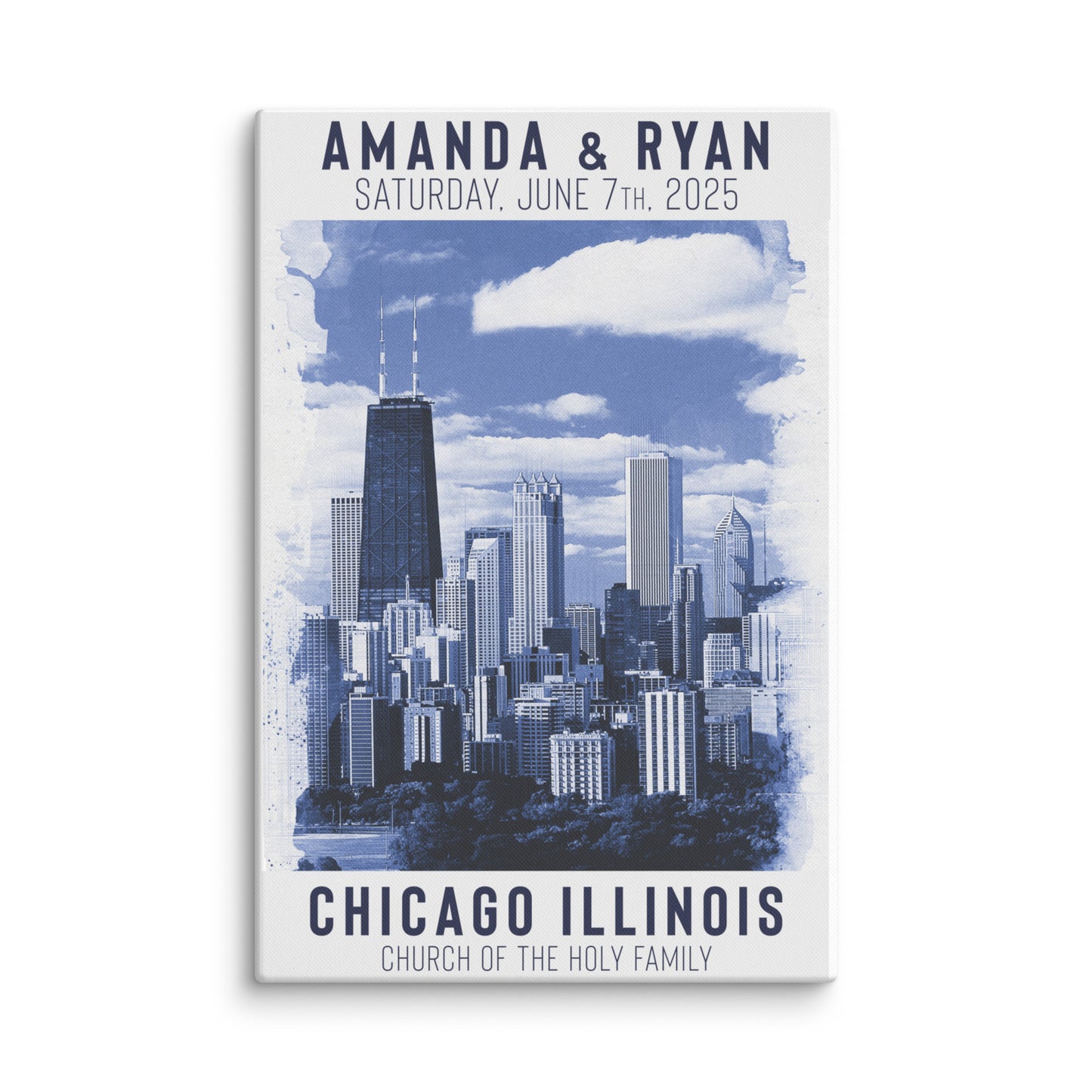 Chicago Blue Custom Wedding Canvas