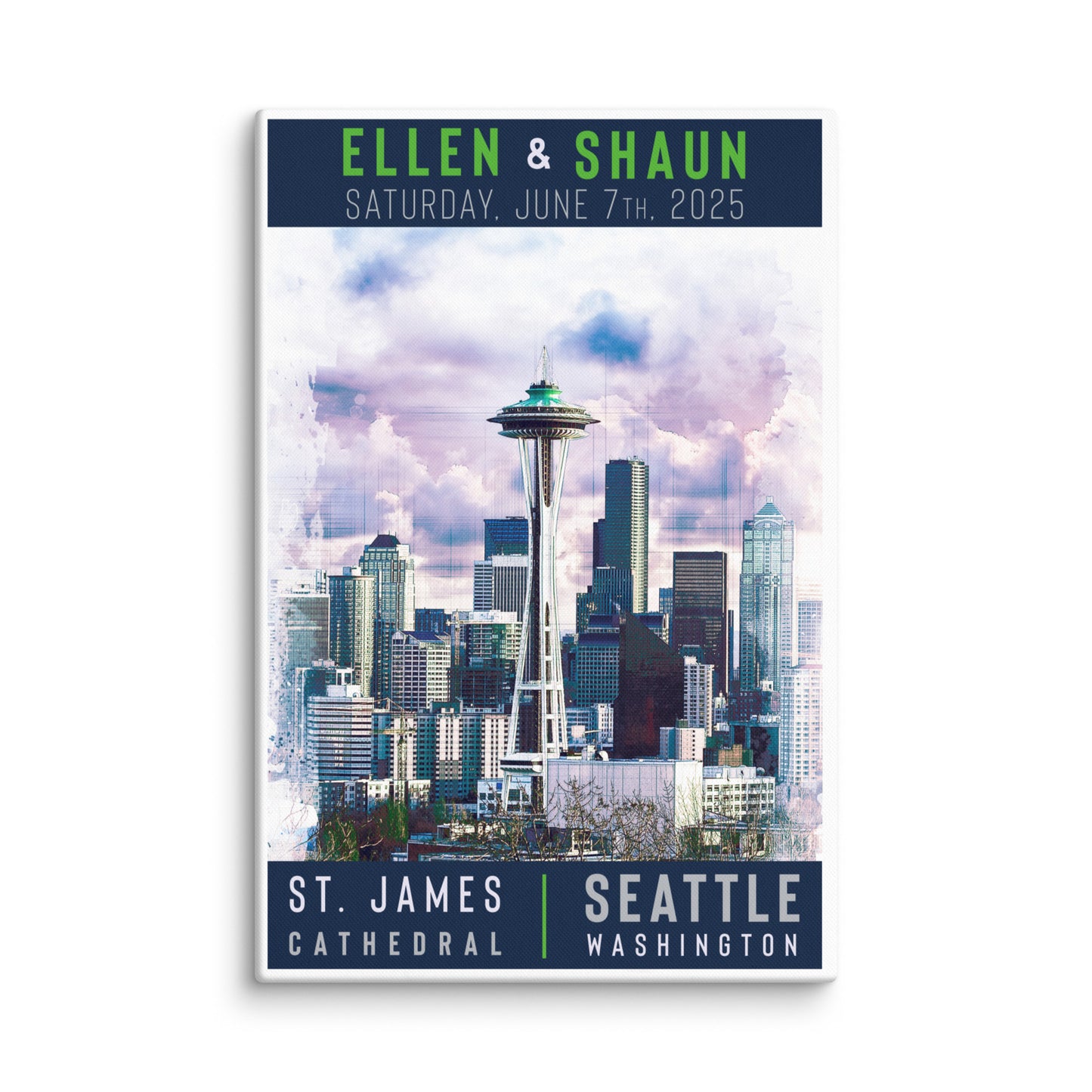 Seattle Custom Wedding Canvas Print