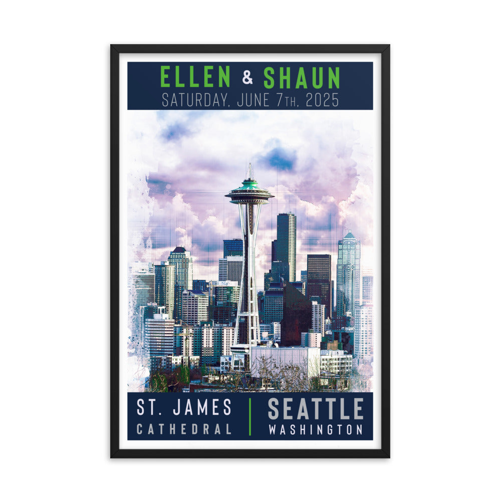 Seattle Custom Wedding Framed Print