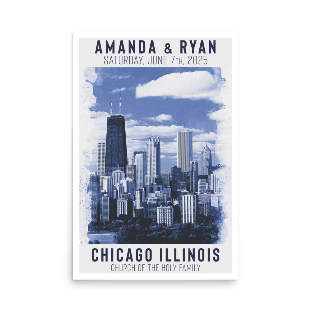 Chicago Blue Custom Wedding Print