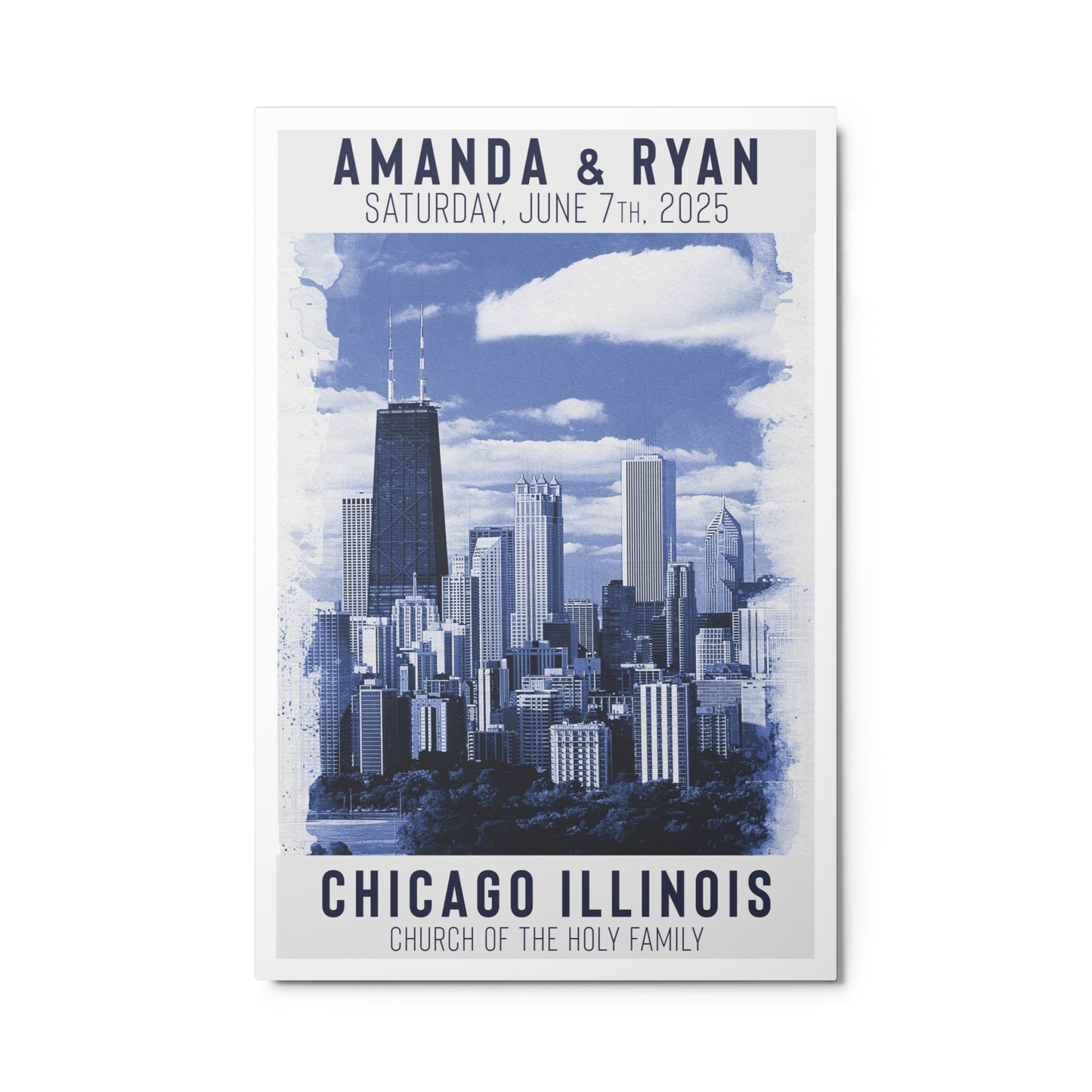 Chicago Blue Custom Wedding Metal Print