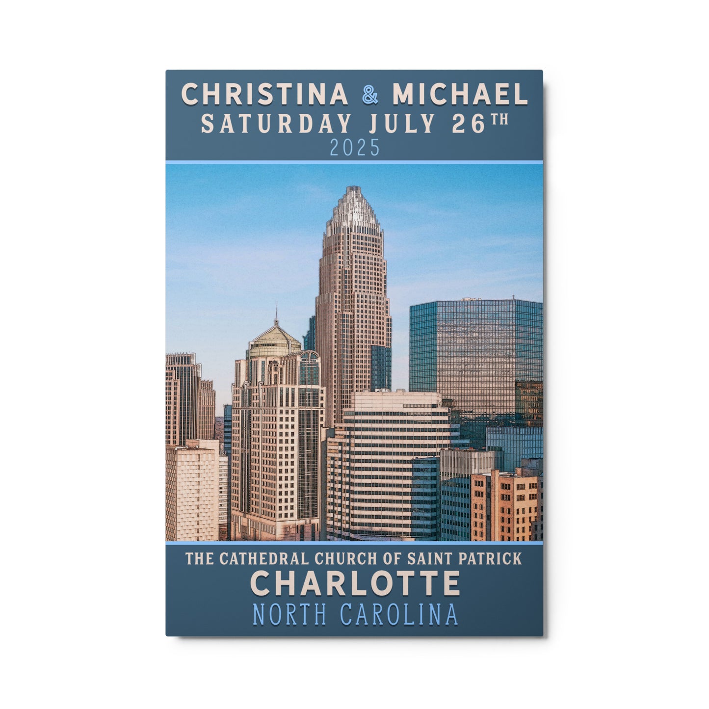 Charlotte North Carolina Custom Wedding Metal Print